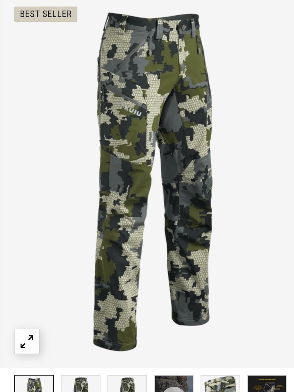 KUIU Men's Digital Camouflage AXIS HYBRID hunting pants  - Olive, Gray, Black